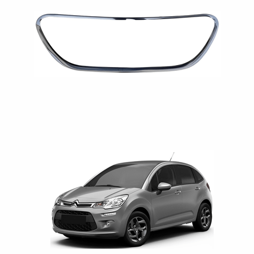 Moldura Grade do Parachoque Citroen C3 2013 até 2021 Dianteiro Inferior Cromado