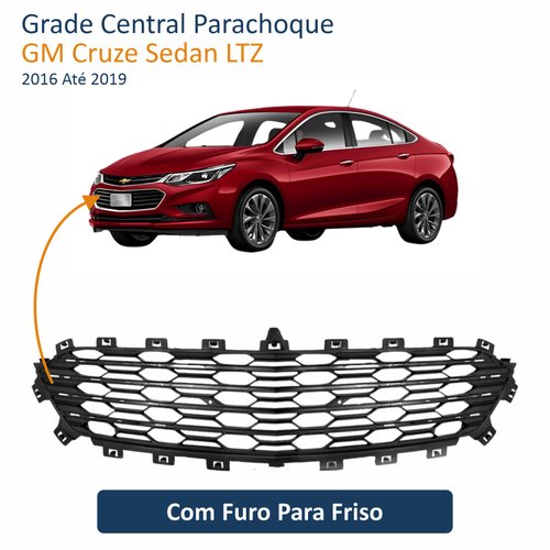 Grade Central Parachoque GM Cruze Sedan LTZ 2016 a 2019 Com Furo Friso