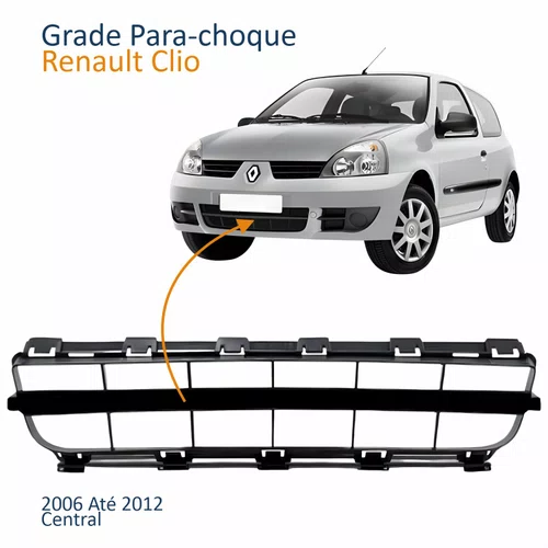 Grade Parachoque Renault Clio 2006 Até 2012 Central