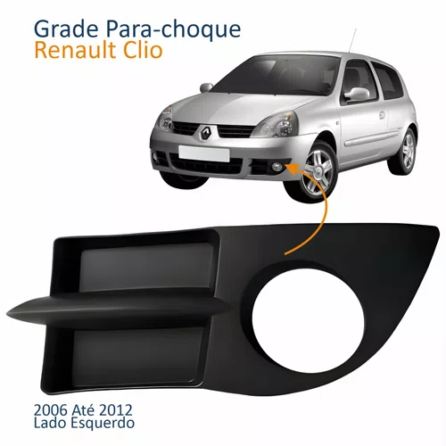 Grade Parachoque Renault Clio 2006 Até 2012 Com Furo Lado Esquerdo Motorista