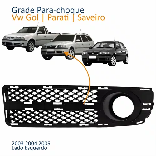 Grade Parachoque Vw Gol Parati Saveiro G3 2003 2004 2005 Com Furo Fase 2 Lado Esquerdo Motorista