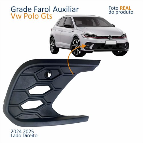Moldura Grade Farol Auxiliar Vw Polo Gts 2024 2025 Com Furo Lado Direito Passageiro
