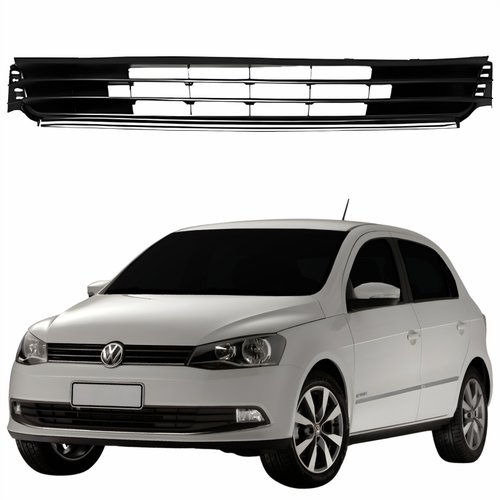 Grade Para-choque Vw Gol G6 2012 2013 2014 2015 2016 Com Friso Cromado Central