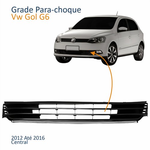 Grade Para-choque Vw Gol G6 2012 2013 2014 2015 2016 Com Friso Cromado Central