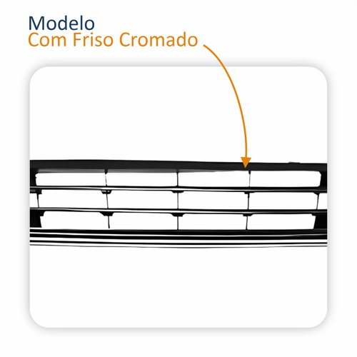Grade Para-choque Vw Gol G6 2012 2013 2014 2015 2016 Com Friso Cromado Central