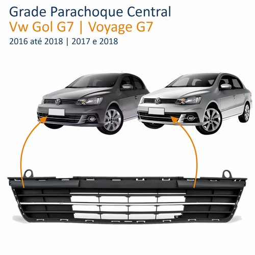 Grade Parachoque Central Vw Gol Voyage G7 2016 Até 2018 Com Friso Cromado