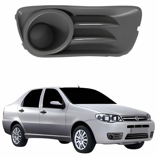 Grade Parachoque Fiat Siena G3 2008 2009 2010 2011 2012 Sem Furo Cinza Lado Direito Passageiro