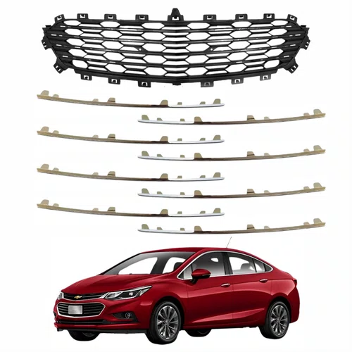 Grade Parachoque Gm Cruze Sedan Ltz 2016 2017 2018 2019 Com Kit 8 Frisos Cromados