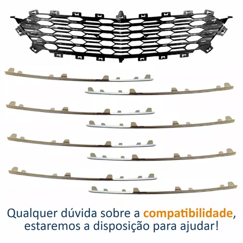Grade Parachoque Gm Cruze Sedan Ltz 2016 2017 2018 2019 Com Kit 8 Frisos Cromados