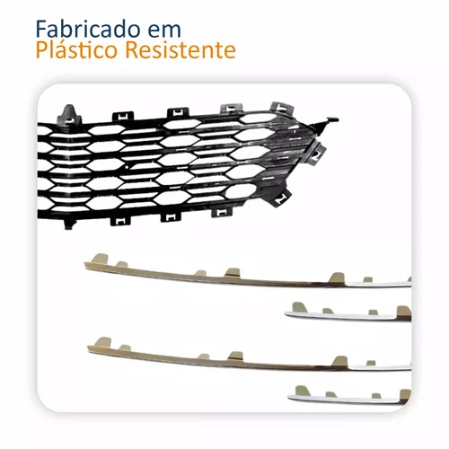Grade Parachoque Gm Cruze Sedan Ltz 2016 2017 2018 2019 Com Kit 8 Frisos Cromados