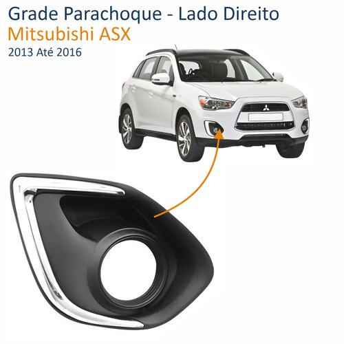 Grade Parachoque Mitsubishi ASX 2013 Até 2016 Com Aro Cromado Lado Direito Passageiro