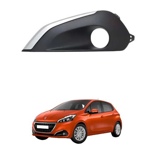 Grade Parachoque Peugeot 208 2017 2018 2019 2020 Com Furo Com Friso Cinza Lado Esquerdo Motorista