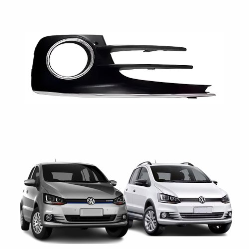Grade Parachoque Vw Fox Spacefox 2015 Até 2019 Com Furo Com Friso Cromado Lado Direito Passageiro