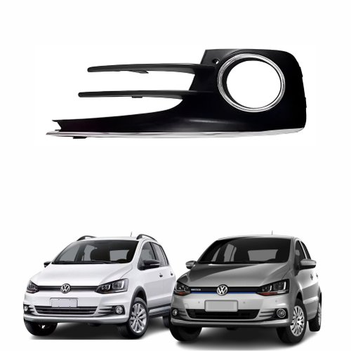 Grade Parachoque Vw Fox Spacefox 2015 Até 2019 Com Furo Com Friso Cromado Lado Esquerdo Motorista