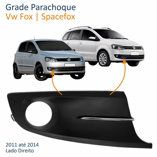 Grade Parachoque Vw Fox Spacefox 2011 Até 2014 Com Furo Com Friso Cromado Lado Direito Passageiro