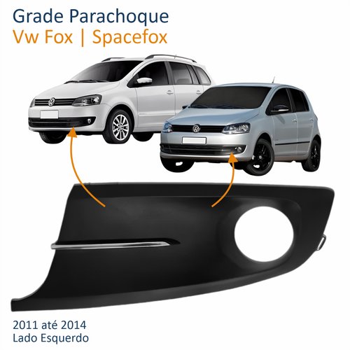 Grade Parachoque Vw Fox Spacefox 2011 Até 2014 Com Furo Com Friso Cromado Lado Esquerdo