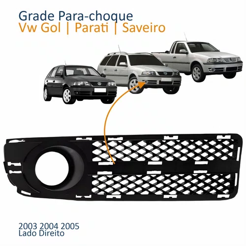 Grade Parachoque Vw Gol Parati Saveiro G3 2003 2004 2005 Com Furo Fase 2 Lado Direito Passageiro