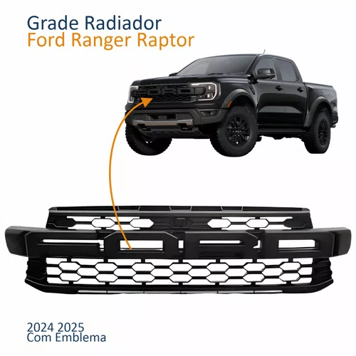 Grade Radiador Ford Ranger Raptor 2024 2025 Com Emblema Com Furo Câmera