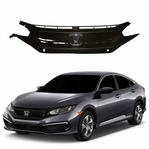 Grade Radiador Honda Civic 2017 Até 2020 Com Moldura Preta Com Furo