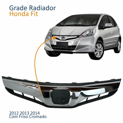 Grade Radiador Honda Fit 2012 2013 2014 Com Friso Cromado