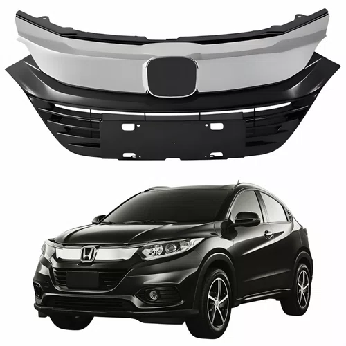 Grade Radiador Honda Hrv 2019 2020 2021 Black Piano Com Friso Cromado