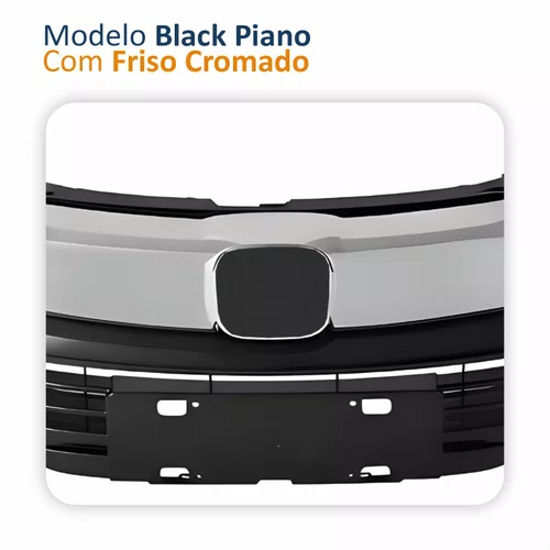 Grade Radiador Honda Hrv 2019 2020 2021 Black Piano Com Friso Cromado