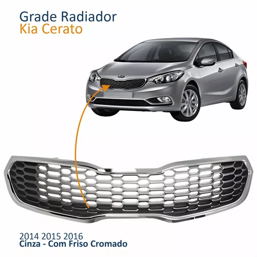 Grade Radiador Kia Cerato 2014 2015 2016 Cinza Com Friso Cromado