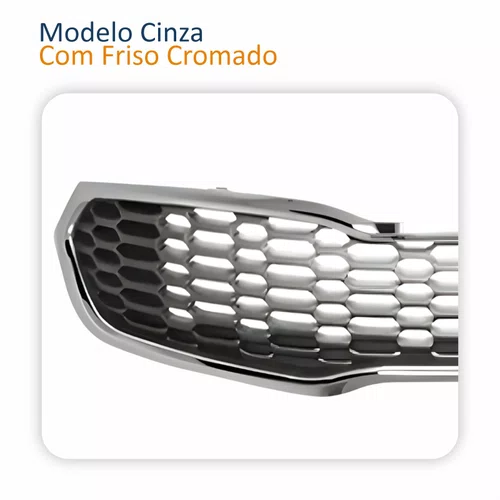 Grade Radiador Kia Cerato 2014 2015 2016 Cinza Com Friso Cromado