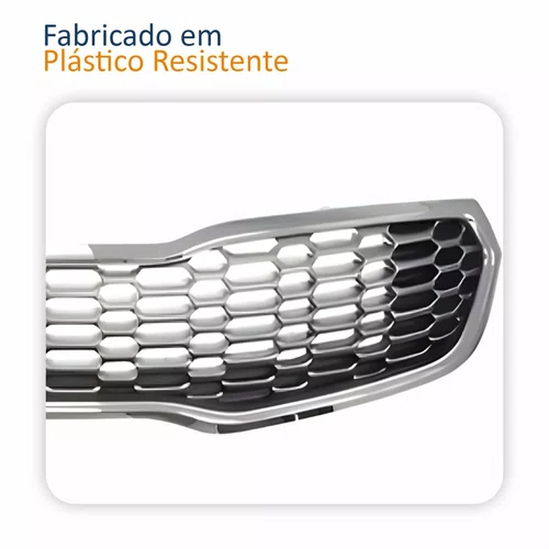 Grade Radiador Kia Cerato 2014 2015 2016 Cinza Com Friso Cromado