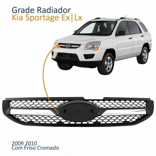 Grade Radiador Kia Sportage Ex Lx 2009 2010 Com Friso Cromado