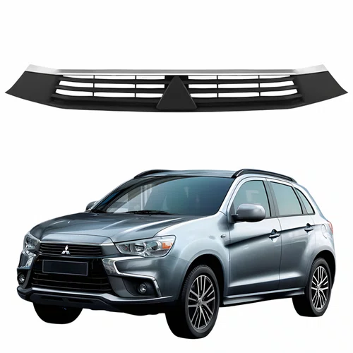 Grade Radiador Mitsubishi Asx 2017 2018 Preta Com Friso Cromado