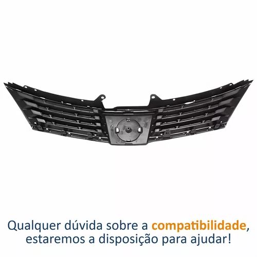 Grade Radiador Nissan Tiida 2007 2008 2009 2010 Cinza Escuro Com Friso Cromado
