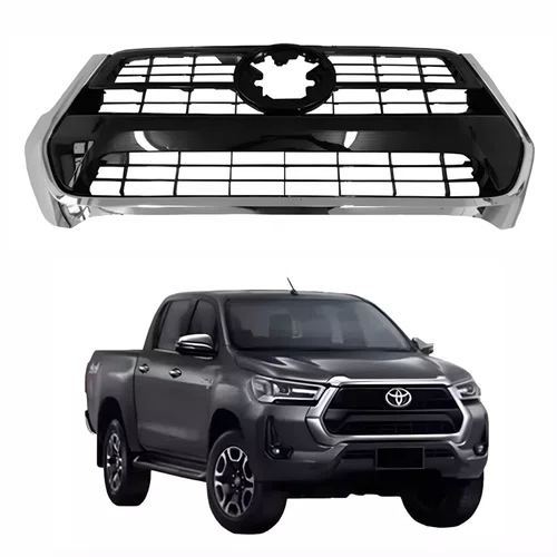 Grade Radiador Toyota Hilux Srv 2021 2022 2023 2024 Black Piano Com Moldura Cromada