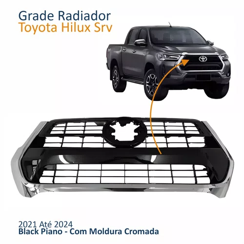 Grade Radiador Toyota Hilux Srv 2021 2022 2023 2024 Black Piano Com Moldura Cromada