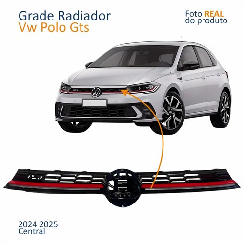 Grade Radiador Vw Polo Gts 2024 2025 Friso Vermelho Com Led