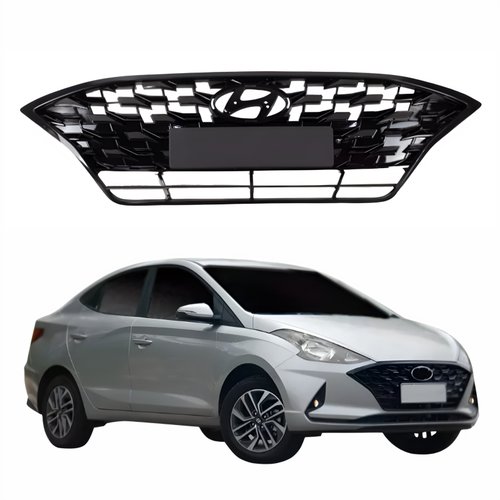 Grade Radiador HB20s Sedan 2020 Até 2022 Black Piano Com Moldura Black Piano