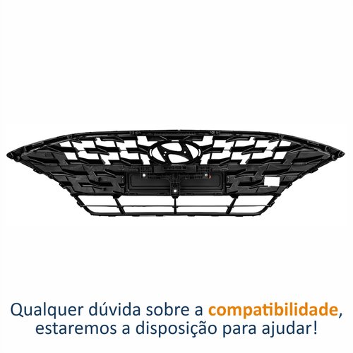 Grade Radiador Hyundai HB20x Hatch 2020 Até 2022 Black Piano Com Moldura Black Piano