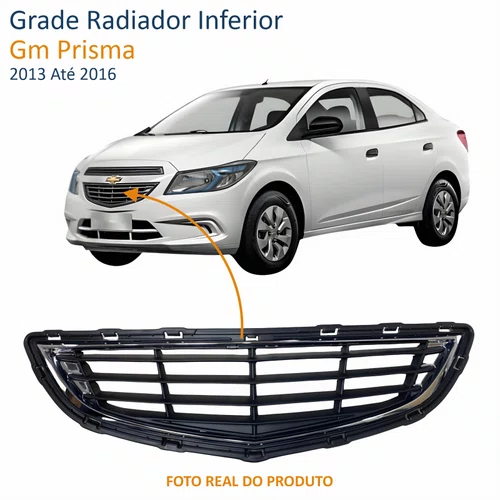 Grade Radiador Inferior Gm Prisma 2013 Até 2016 Com Friso Cromado