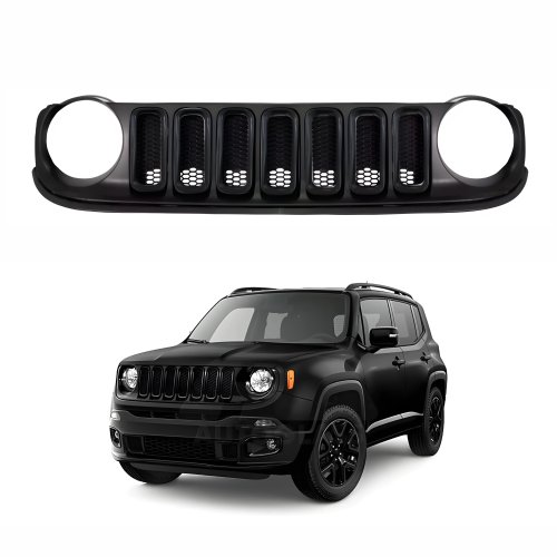 Grade Radiador Jeep Renegade 2015 Até 2018 Com Frisos Black Piano - Completa