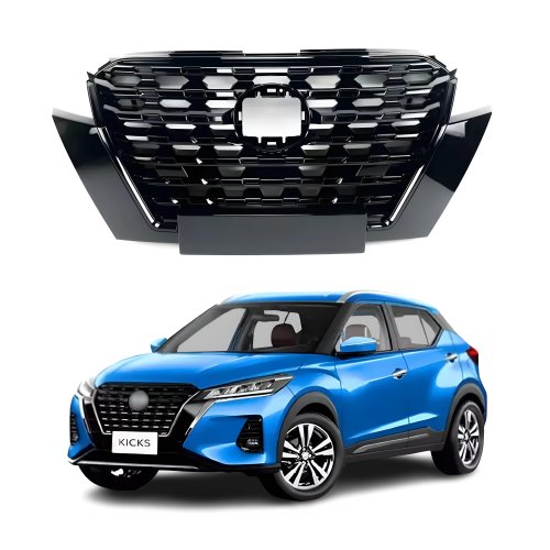 Grade Radiador Nissan Kicks 2021 2022 2023 Black Piano Com Friso Cromado