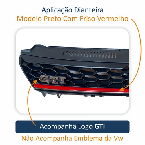 Grade Radiador Vw Golf GTI 2014 Até 2018 Com Friso Vermelho (Modelo Original)