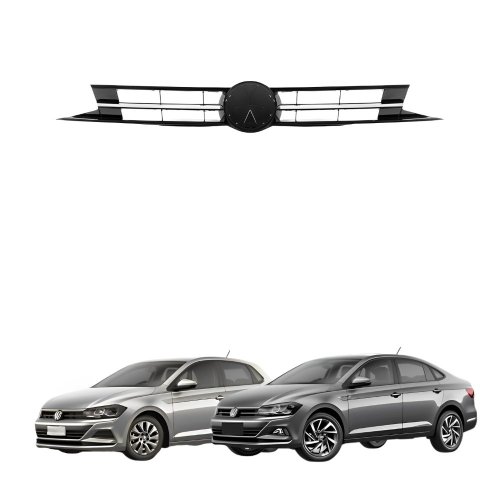 Grade Radiador Vw Polo Virtus 2017 Até 2020 Black Piano Com Friso Cromado