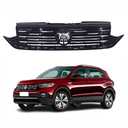 Grade Radiador Vw T-Cross 2019 Até 2023 Black Piano Com Detalhes Cromado
