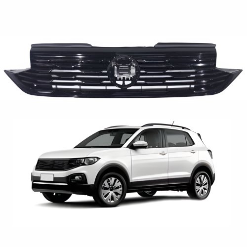 Grade Radiador Vw T-Cross 2019 Até 2023 Black Piano Com Friso Black Piano - Completa