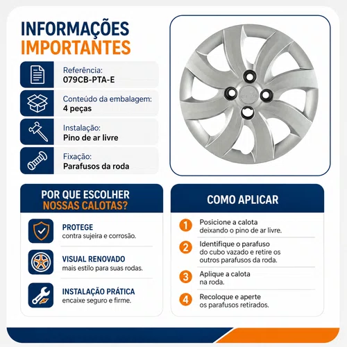 Kit 4 Calotas Aro 14 Prata Palio Attractive 2012 a 2013