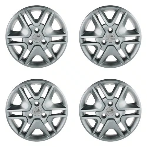 Kit 4 Calotas Aro 14 Prata Renault Kwid 2018 2019 2020 Grid - Referência: 877CP-Pta-E