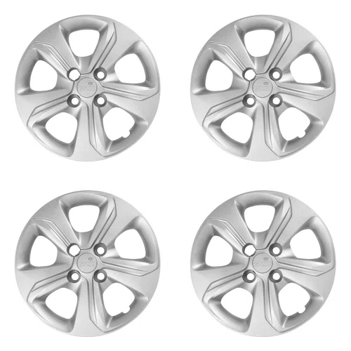 Kit 4 Calotas Aro 14 Prata Chevrolet Onix 2020 Grid - Referência: 376CB-Pta-E
