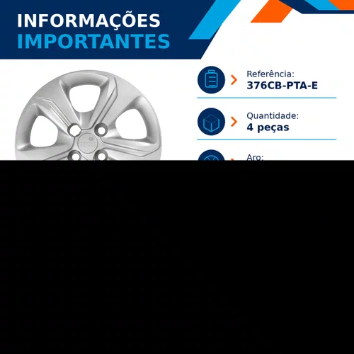 Kit 4 Calotas Aro 14 Prata Chevrolet Onix 2020 Grid - Referência: 376CB-Pta-E