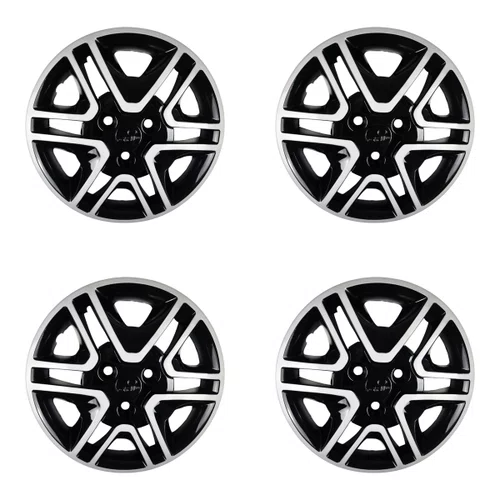 Kit 4 Calotas Aro 14 Preto e Prata Renault Kwid 2018 2019 2020 Grid - Referência: 877CP-Pbp-E