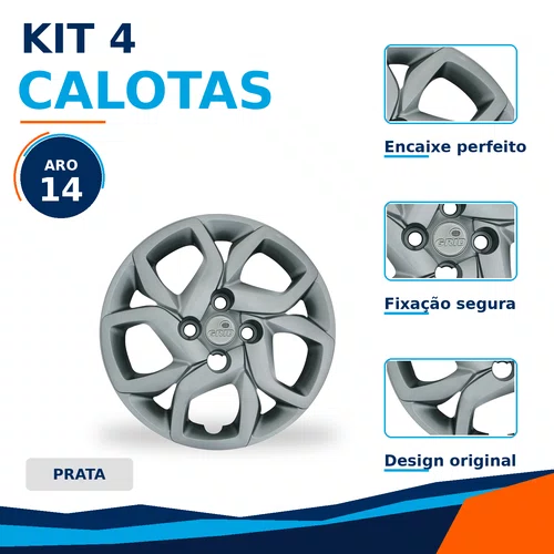 Kit 4 calotas aro 14p prata mod mobi 2017/18